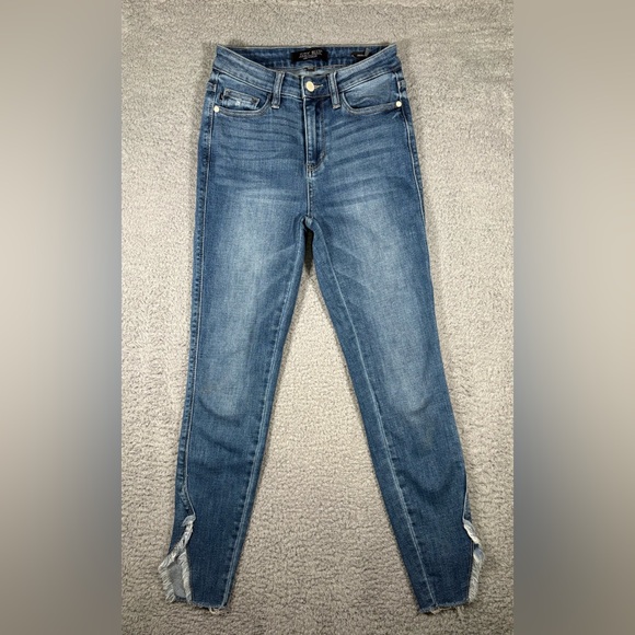 Judy Blue Denim - Judy Blue Jeans Womens Size 1/25 Skinny Fit High Rise Raw Cut Out Hem JB88459